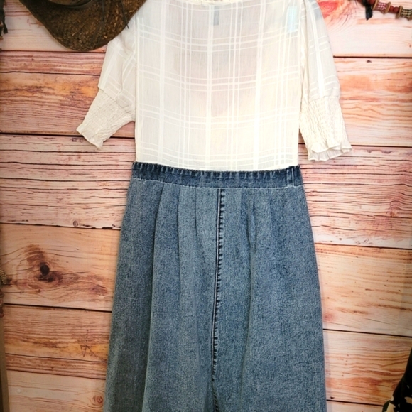 HANDMADE❤UPCYCLED "ONE (of a) KIND DENIMco" BOHO & DENIM DRESS SZ 6-8 - Picture 9 of 12